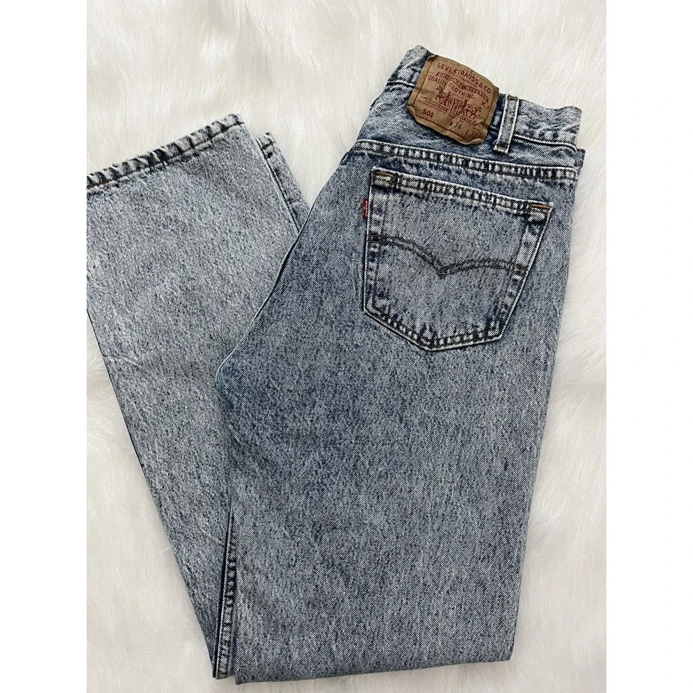 Vintage 80s Levis 501 Jeans USA Stone Wash Straight Leg Button Fly Mens 34x32